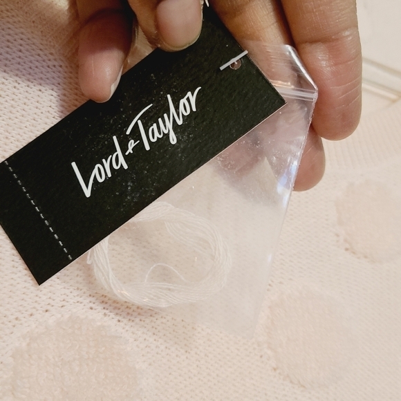 Lord & Taylor | Peach Polka Dot Crewneck Sweater - Picture 9 of 11